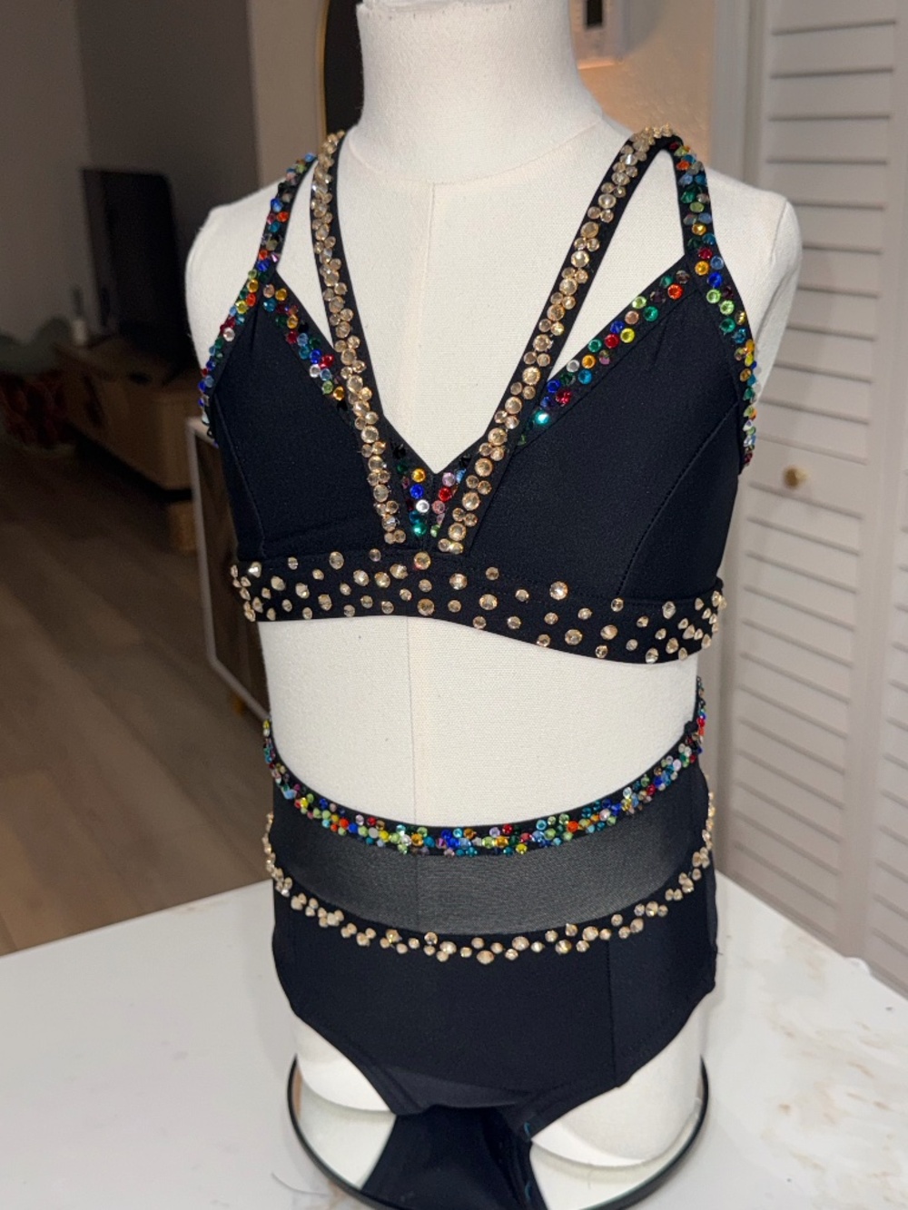 Semi-Custom Black Two Piece Dance Costume - Details Dancewear Child Small